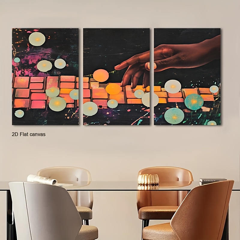Canvas Wrap Ready - 프레임리스 캔버스 3피스 야광 추상 벽화