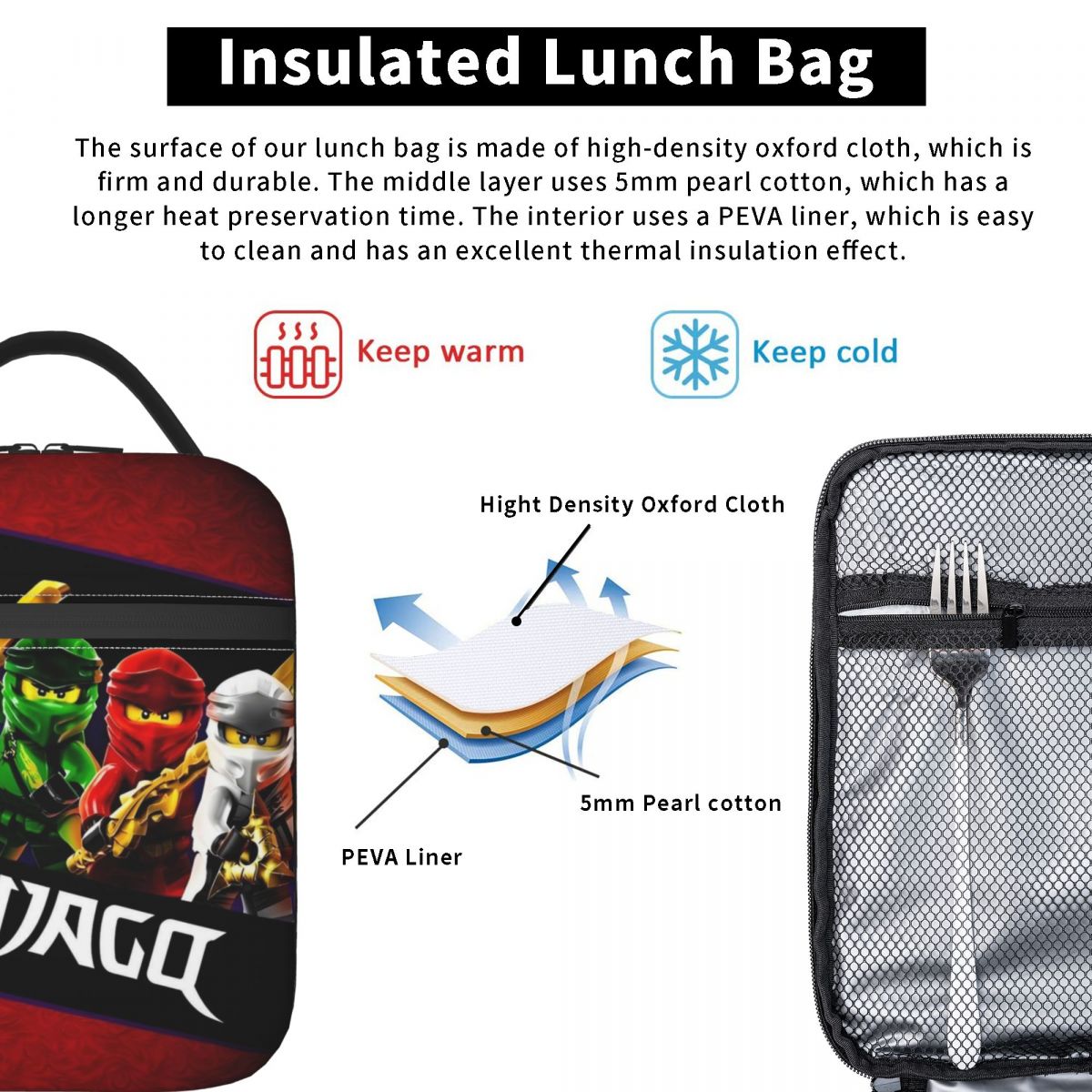 맞춤형 팬텀 N-닌자고 여성용 절연 도시락 가방 휴대용 - Tote Bag Sublimation 리뷰 및 가격
